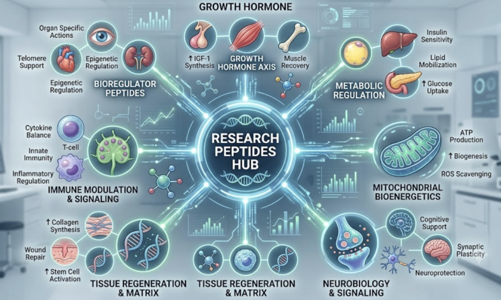The Complete Guide to Research Peptides: (2026) classification of research peptides by biological function and research area.