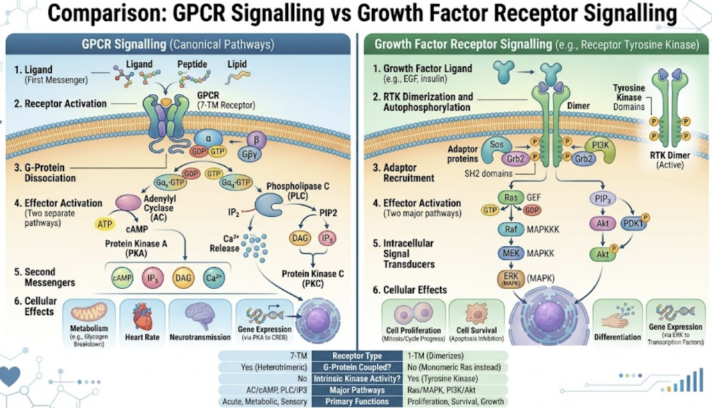 The Complete Guide to Research Peptides: (2026) comparison between gpcr activation and growth factor receptor signalling pathways.
