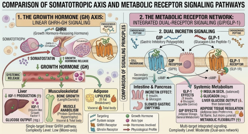The Complete Guide to Research Peptides: (2026) comparison between endocrine and metabolic peptide signalling.