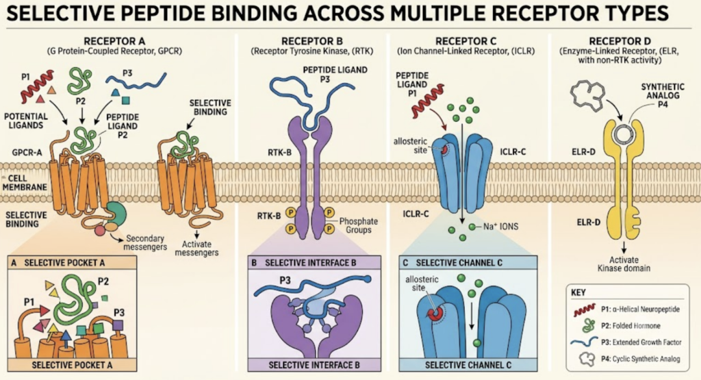 The Complete Guide to Research Peptides: (2026) peptide receptor pharmacology and selective receptor binding.